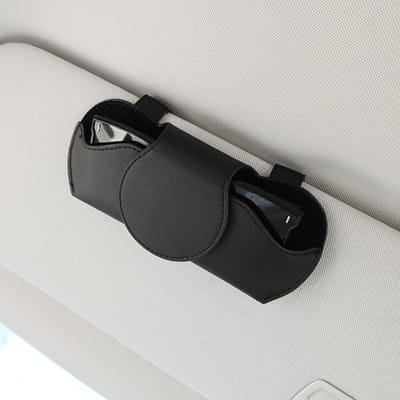 Zwarte Brilhouder voor Autozonneklep - Multifunctionele Organizer voor Zonnebrillen en Kaarten