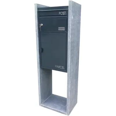 Pakketbrievenbus Milano - Natuursteen En Staal - Antraciet - 41x115x28cm