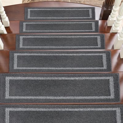 trapmatten voor binnen, traptapijt/tapijttegels, zelfklevend, machinewasbaar, trapmatten voor kinderen, ouderen en honden, 100% polyester, 70 x 22 cm (4 stuks, zwart)
