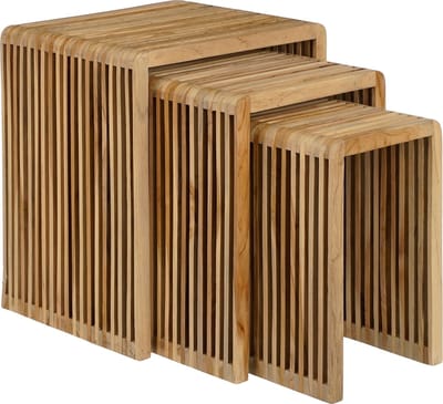 Mica Decorations Yonker Bijzettafel - Set van 3 - L44 x B34 x H50 cm - Gerecycled Hout - Bruin