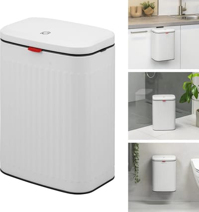 Grote afvalemmer 8 liter met schuifdeksel voor keuken en badkamer - veelzijdig en elegant
