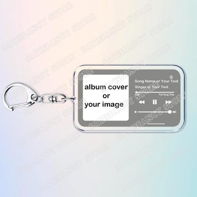 Porte-clés Musique Chanteur Chanson Personnalisée Porte-clés Photo de Pochette d'Album Petit ami Petite amie Saint-Valentin Anniversaire Mariage Fans Amis Cadeaux white