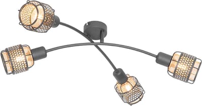 QAZQA noud - Design Plafondlamp - 4 lichts - Ø 64.5 cm - Zwart Goud - Woonkamer | Slaapkamer | Keuken