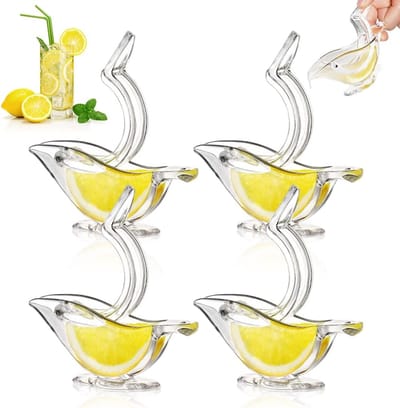 Handmatige Citruspers - Individuele Citroenpers - Citroenpers Handmatige Citruspers - Multifunctioneel Stevig Kunststof - Handpers Acrylvat Transparant - (4 STUKS Wit)