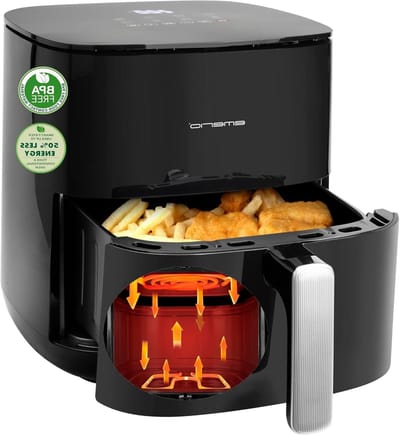 Heteluchtfriteuse XL - Airfryer - Snelle maaltijden - Dubbel verwarmingselement - 5 Liter - Zwart