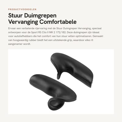 Dailygoods- Stuurduimgrepen Vervanging - Hoogwaardig Rubber - Compatibel met Sport RS Clio II MK 2 172/182 - Eenvoudige Installatie - Aangename Grip - OEM-goedgekeurd - Stuurhandvatten