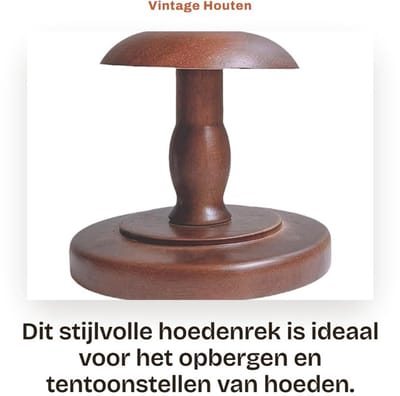 Dailygoods- Hoedenrek Houten Vintage - Hoedenstandaard - Decoratie - Organizer - Bruin - Perfect voor het tonen van hoeden - Hoedendisplay