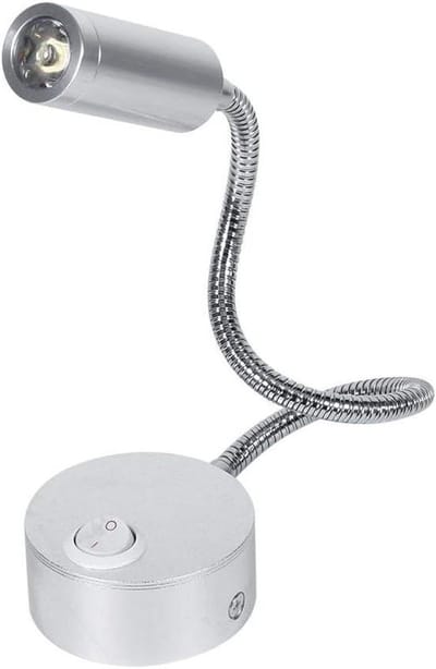 LED Reading Light Wall Mounted Bedside Lamp Wall Lamp Book Lights with Gooseneck and On/Off Switch for Home Office (White-1W)