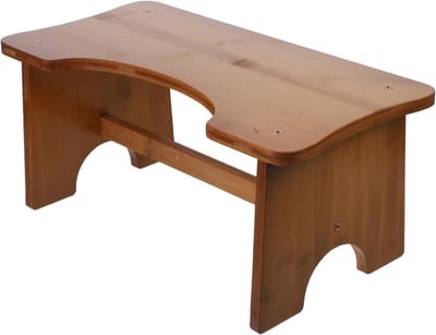 Houten Toiletkruk - Voetenbankje WC - Gezonde Zithouding - Massief Hout - 39x20cm - Houtkleur