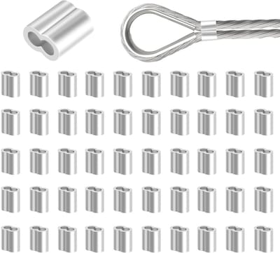 Kabelclips 50 stuks voor 4mm dubbele gaten, aluminium klemmen voor draad en touw, ideaal voor het maken van netten en bevestigen van kabels
