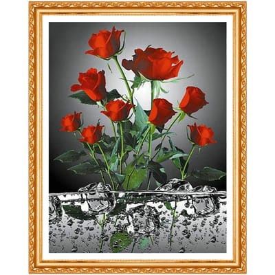Ronde boor 5D DIY Diamond schilderij borduurwerk Rose In The Worter Cross Stitch Rhinestone Decor 20X30CM gray