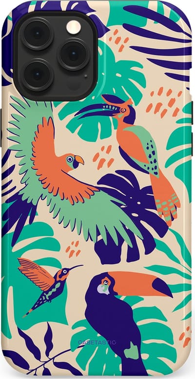 Casetastic Hoesje Geschikt voor Apple iPhone 12 Pro Max Magsafe - Stijlvolle Beschermende Duo-layer Case - Tropische Vogels