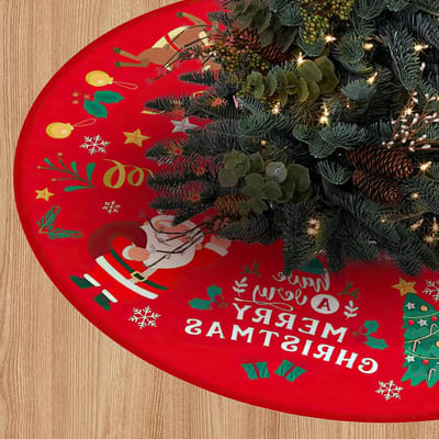 Kerstsok 90 cm - Ronde rode kerstboomrok - Met sneeuwman en rendier - Perfect voor kerstdecoratie - ShopVlot