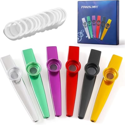 Set van 6 metalen Kazoos Muziekinstrumenten met Reserve Membranen voor Beginners en Kinderen