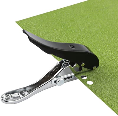 Dailygoods- Papierperforator Heavy-Duty - Verstelbare Schaal - Enkele Perforator - 8mm Gat - Zwart/Roestvrij Staal - Handgreep Ontwerp - Pons
