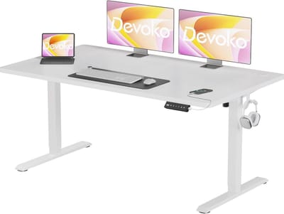 Verstelbaar elektrisch bureau 140 x 60 cm met 4 geheugenhoogtes - Hoogte instelbaar van 72-116 cm