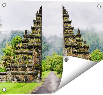 Gards Tuinposter Tempel Poort in Bali - 50x40 cm - Tuindoek - Tuindecoratie - Wanddecoratie buiten - Tuinschilderij