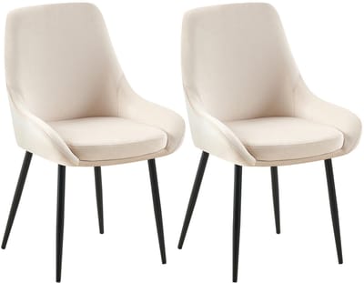 CLP Elmira Set van 2 eetkamerstoelen - Klassiek - Met rugleuning - Met armleuning - Met rugleuning - Velvet - zwart/creme