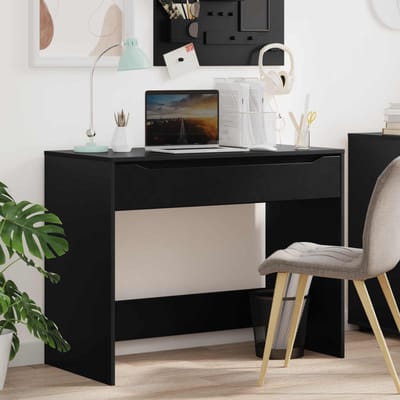 vidaXL - Bureau - met - lade - Zwart - 100 - x - 50 - x - 78 - cm - Geconstrueerd - hout