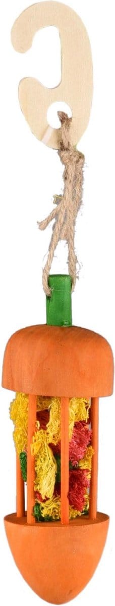 Flamingo Waris - Speelgoed Knaagdier - Ks Waris Hanger Wortel Oranje & Luffa Dia. 4,5x23cm - 1st - 127225 - 1st