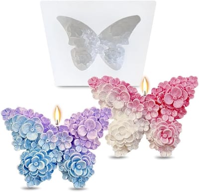Set van 2 Siliconen Gietmallen voor Vlinderkaarsen en Rozenkaarsen, Ideaal voor Moederdag en Valentijnsdag, Creatieve DIY Kaarsen Maken