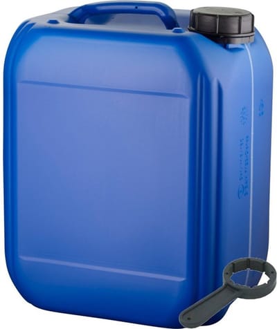Jerrycan 5 liter blauw met zichtstreep | met sleutel | geschikt voor water | UN gekeurd | benzine | handig stapelbaar | food grade | inclusief dop | totaal te legen | noodpakket