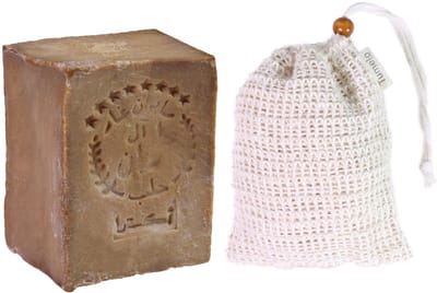TUMELO Originele Aleppo-zeep 200 g 95% olijfolie 5% laurierolie + sisal zeepzakje, handgemaakte olijfoliezeep natuurlijke zeep - Test