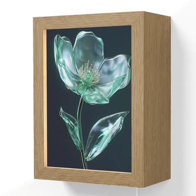 Wandlamp 15x20 cm - Oplaadbaar - Bladeren - Bloem - Glazen - Donkerblauw - Wandlampen binnen woonkamer - Slaapkamer lamp met kabel - Decoratieve nachtlamp - Vloerlamp snoer