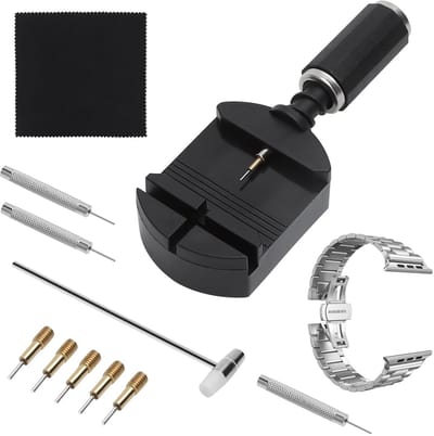 Dailygoods- Horlogereparatieset 11 Stuks - Veerpengereedschap - Horlogebandgereedschap - Schakelverwijderingsset - Inkortgereedschap - Roestvrij Staal/Kunststof - Horloge Gereedschap