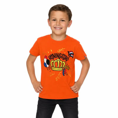 Koningsdag T-Shirt Kind Oranje – Maat 122-128 – Jongens & Meisjes – Oranje Shirt Kinderen
