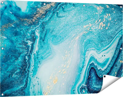 Gards Tuinposter Abstracte Kunst Blauwe Oceaan - 120x80 cm - Tuindoek - Tuindecoratie - Wanddecoratie buiten - Tuinschilderij