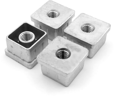 VT Goods - Schroefdraadstop - Instelstoppen voor vierkante buizen - Zink gegoten - 30 x 30 mm - M10 binnendraad - Geschikt voor meubels