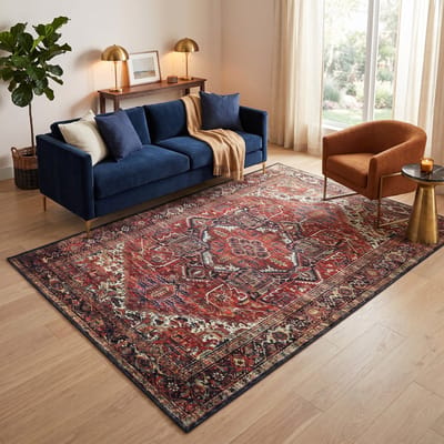 TAPISO Ispahan Vloerkleed Oosters Klassiek Perzisch Vintage Medaillon Antislip Roestbruin Woonkamer Slaapkamer Oeko-Tex 80x150