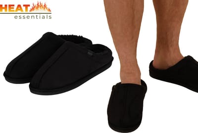 Heat Essentials - Pantoffels Heren - Zwart - 43/44 - Heren Pantoffels - Sloffen Heren - Suede Look