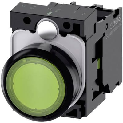 Siemens 3SU11020AB401BA0 3SU1102-0AB40-1BA0 Verlichte druktoets Kunststof frontring, Bedieningsknop vlak Knop Groen 1 stuk(s) Piece