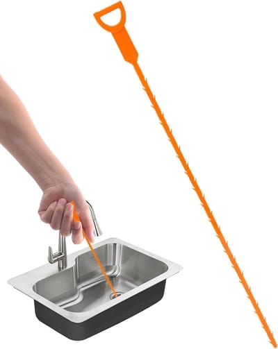 Gootsteenontstopper - Afvoerontstopper Haak - Verstopte Afvoeren Reinigen - Flexibel RVS Materiaal - 50 cm - Oranje