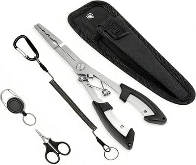 Vistang en Hengelschaarset van Roestvrij Staal met Bevestigingsband - 5-delig, 21 cm, Zwart en Duurzaam