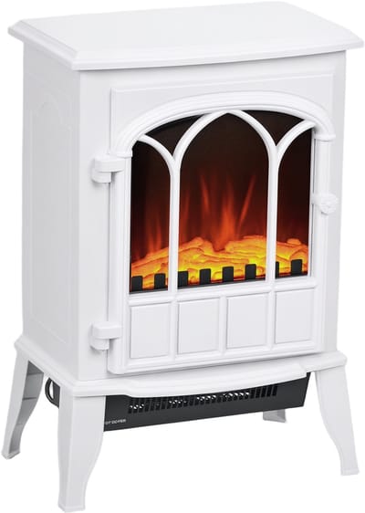 Elektrische Haard Wit - Sfeerhaard met Verwarming - 1000W/2000W - Vrijstaand - 39x23x56,5 cm
