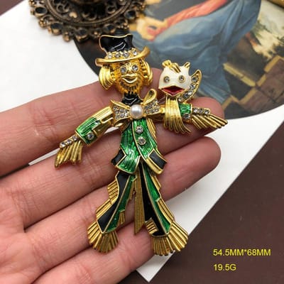 Vintage Dames Heren Midden Ontwerp Vogelverschrikker Emaille Broches Spelden Retro Barok Paleis Unisex Kleding Jas Speldjes Gesp brown