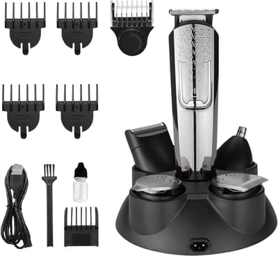 Elektrische Haar- en Baardtrimmer met 5-in-1 Functies, Instelbare Lengte van 1 tot 12 mm voor Haar, Baard en Neus