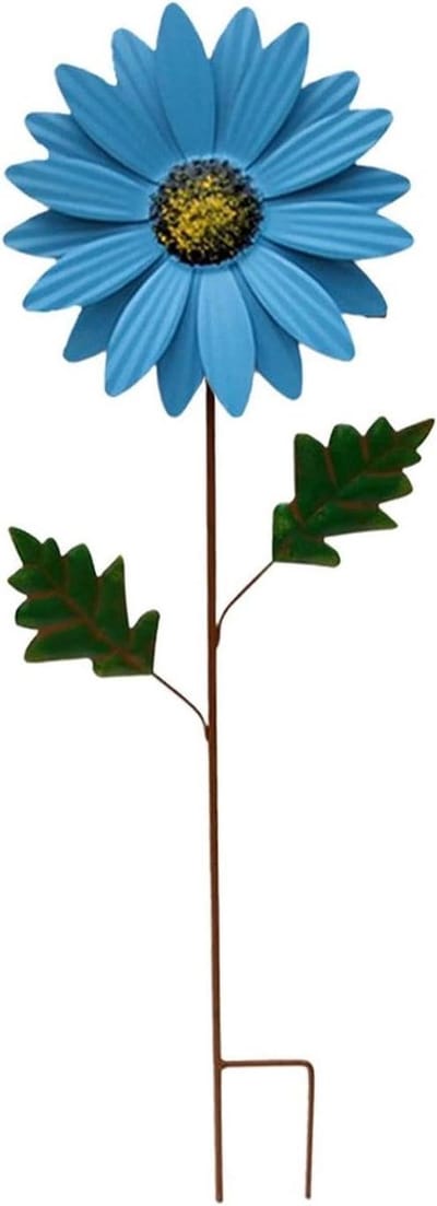 Decoratieve Tuin Staakjes - Metalen Tuinkunst Zonnebloem - Tuin Verfraaien - Stabiel en Sierlijk Ontwerp - 4x21x4 cm - Blauw