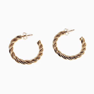 ∅30mm Oppen Oorringen Dames - Verguld Roestvrij staal - Gedraaid Oorbellen met Slangenpatroon