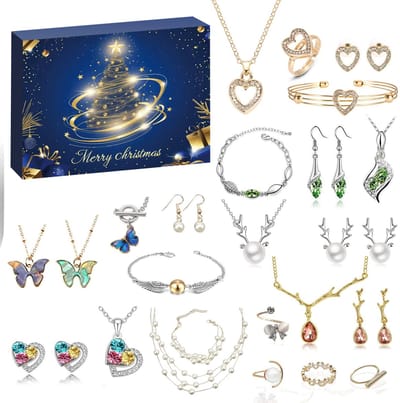 2025 Adventskalender - Sieraden Voor Missen - 24-Delige Sieraden Sets - Kerstthema Cadeaus - Aftelkalender - Armbanden, Kettingen, Oorbellen - Adventskalender - Kerstcadeaus - Vakantiedecoratie - Feestcadeaus - Welkom Kerstmis - Vrolijke Kerstdagen