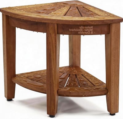 Douchebank met Legplank - Teakhouten Zitje - Ontspannen Douchen - Massief Hout - 39.4 cm Zitdiepte - Bruin