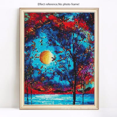 Diamantschilderij met ronde stenen Landschap Diamantborduurwerk Volledige weergave Schilderachtige huisdecoratie 20X30 blue