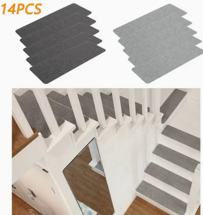 Lichtgrijze 14-delige Set Zelfklevende Antislip Trapmatten Grijs- Beschermende Vloermatten voor Trappen en Deuren, Home Decor