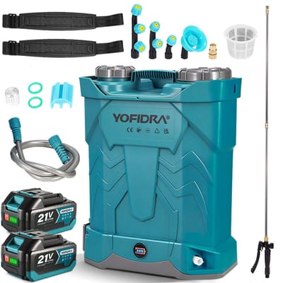Yofidra Elektrische Drukspuit - 20 L Rugspuit op Accu - 5,5 Bar - Vernevelspuit - met 2x 4.0Ah Accu’s - voor Gazon, Onkruid & Terras