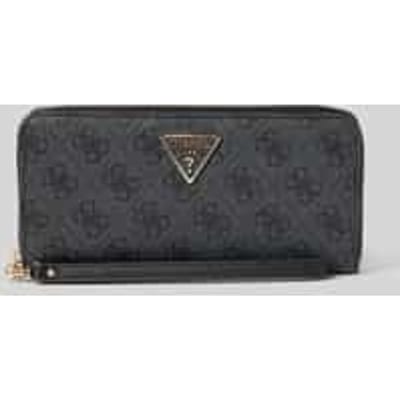 GUESS portemonnee Laurel II SLG Large Zip Around Wallet Coal Logo donkergrijs