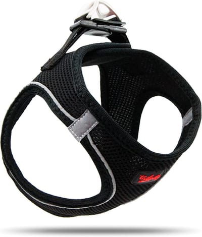 Tailpetz - Air-Mesh Harness - Hondenharnas - Hondentuig - Hondentuigje Kleine Hond - Y Tuig Hond - Harnas Hond - Anti Trek Tuig Hond - Reflecterend - Maat XS - Black