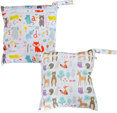 Luiertas Waterdicht - Wasbare Luiertas - Natte/Droge Zak - 2 Stuks - Organizer - 28 x 30 cm - Duurzaam Materiaal - Waszak